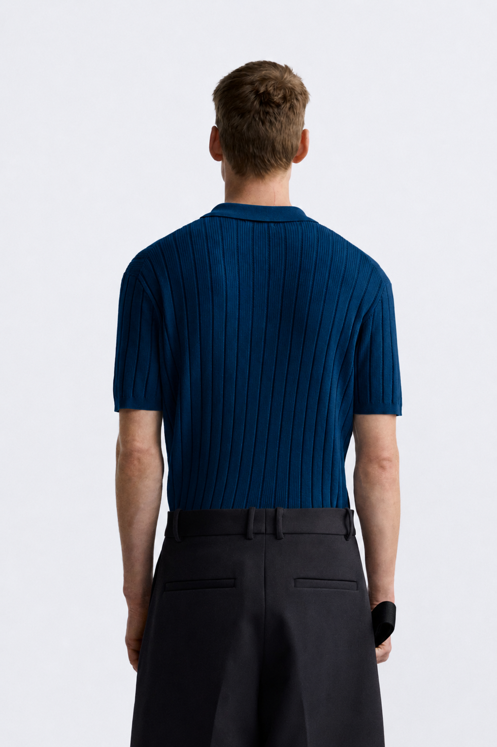 RIBBED KNIT POLO SHIRT