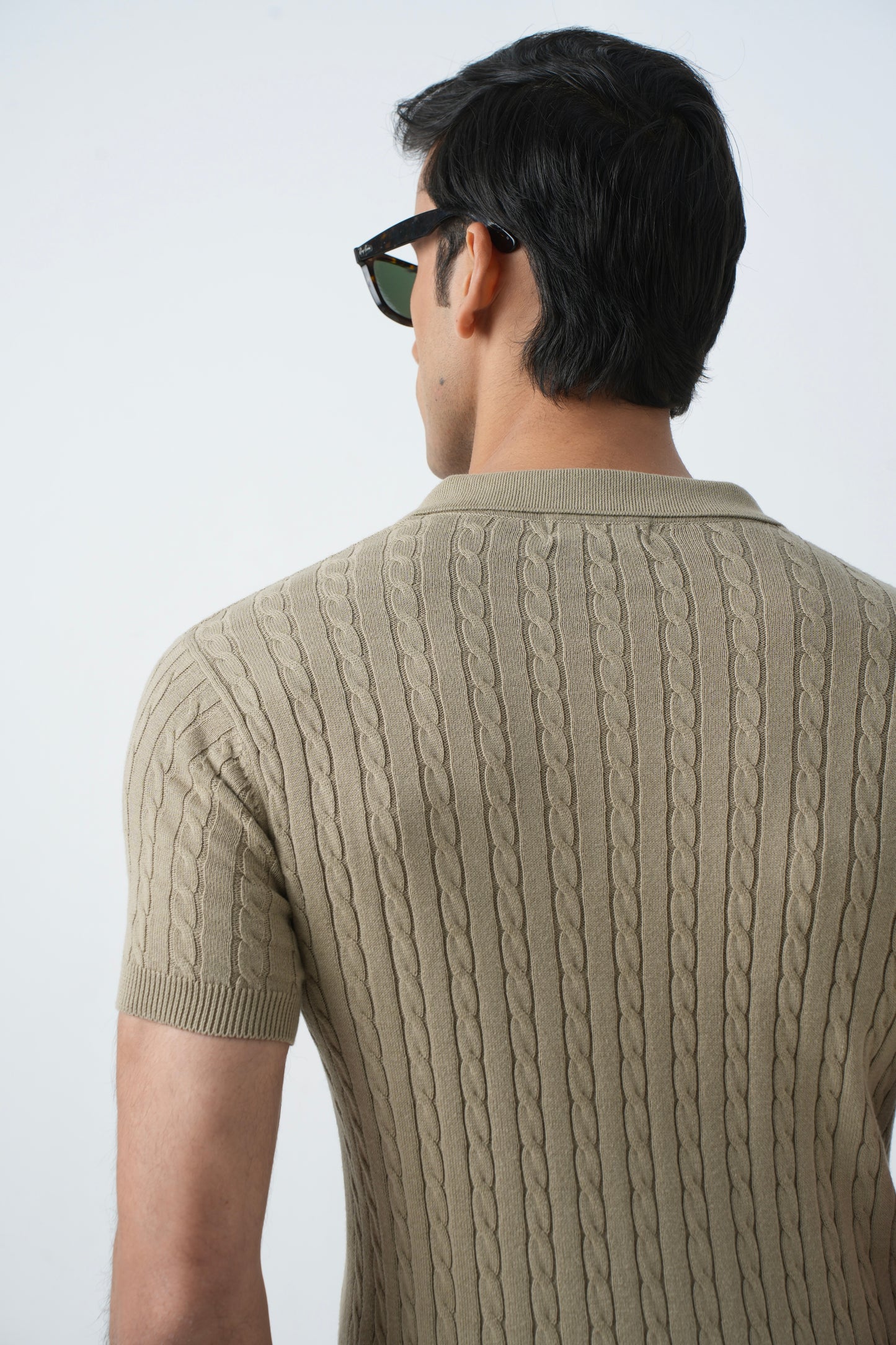 BEIGE KNIT POLO SHIRT