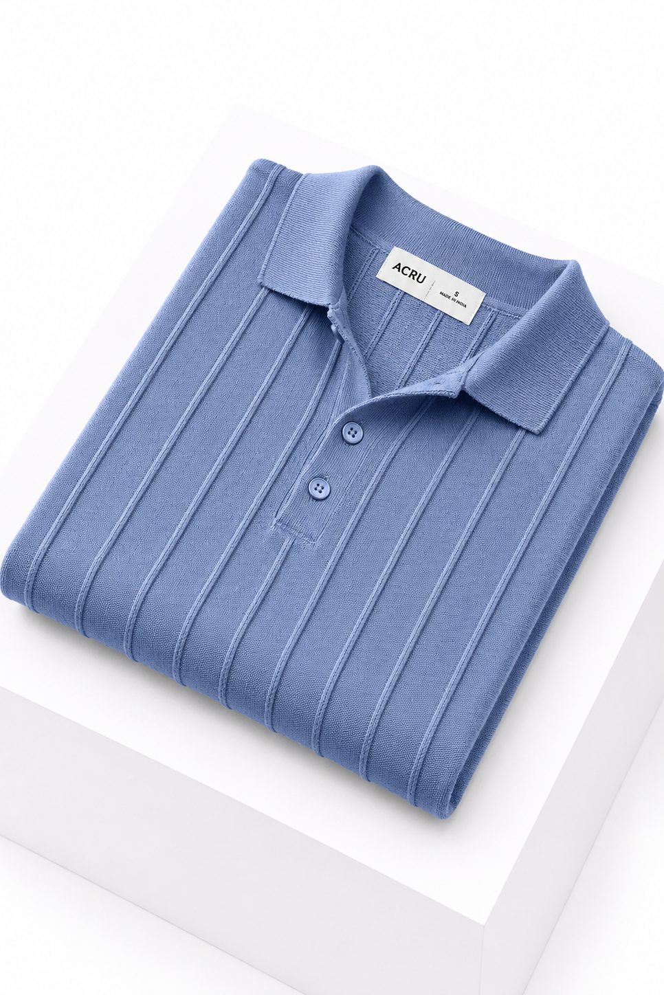 Powder Blue Polo Knit Shirt