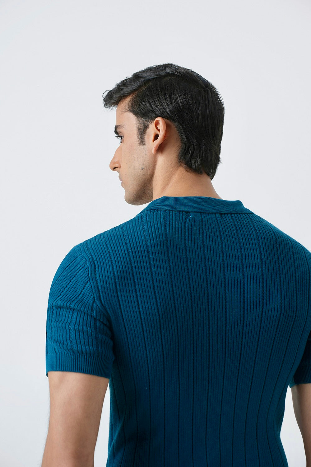 RIBBED KNIT POLO SHIRT