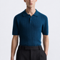 RIBBED KNIT POLO SHIRT