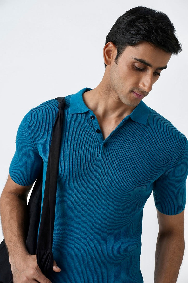 SUMMER TEAL KNIT POLO SHIRT