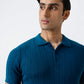 RIBBED KNIT POLO SHIRT
