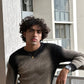 BROWN WASHED RIBBED SWEATSHIRT
