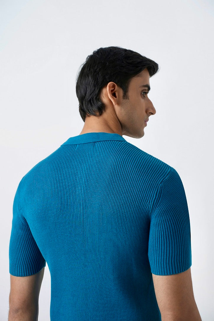 SUMMER TEAL KNIT POLO SHIRT