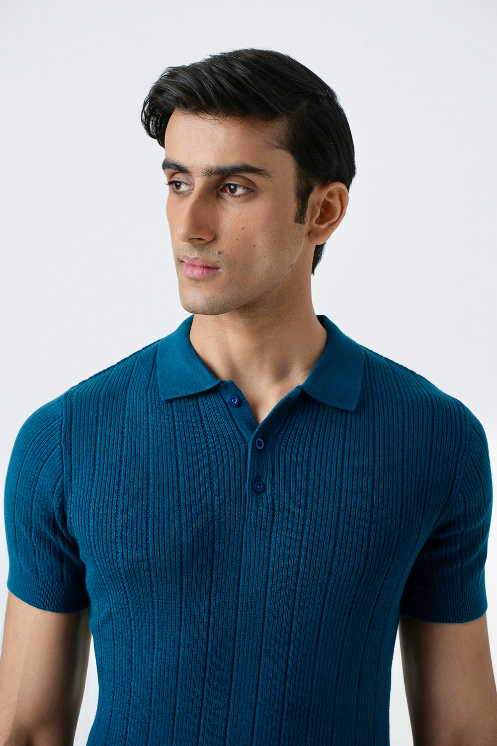 RIBBED KNIT POLO SHIRT