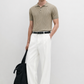 BEIGE KNIT POLO SHIRT