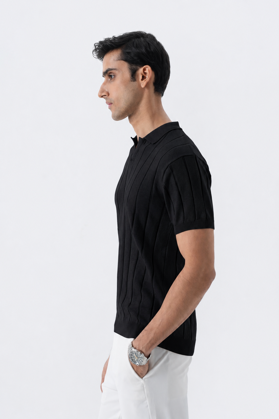 Jet Black Polo Knit Shirt