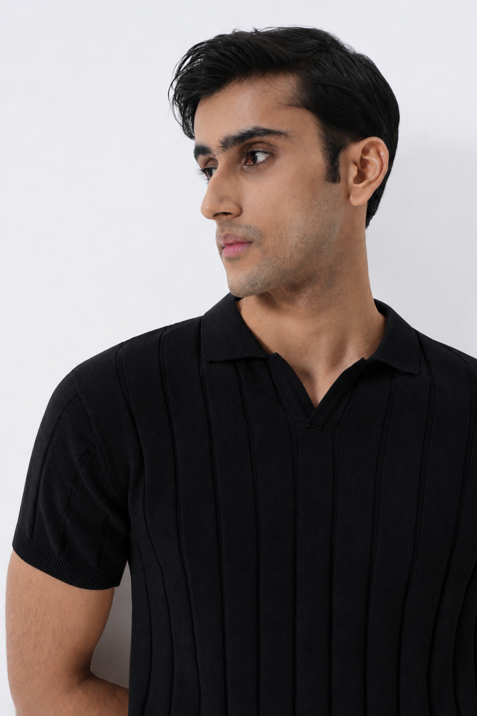 Jet Black Polo Knit Shirt