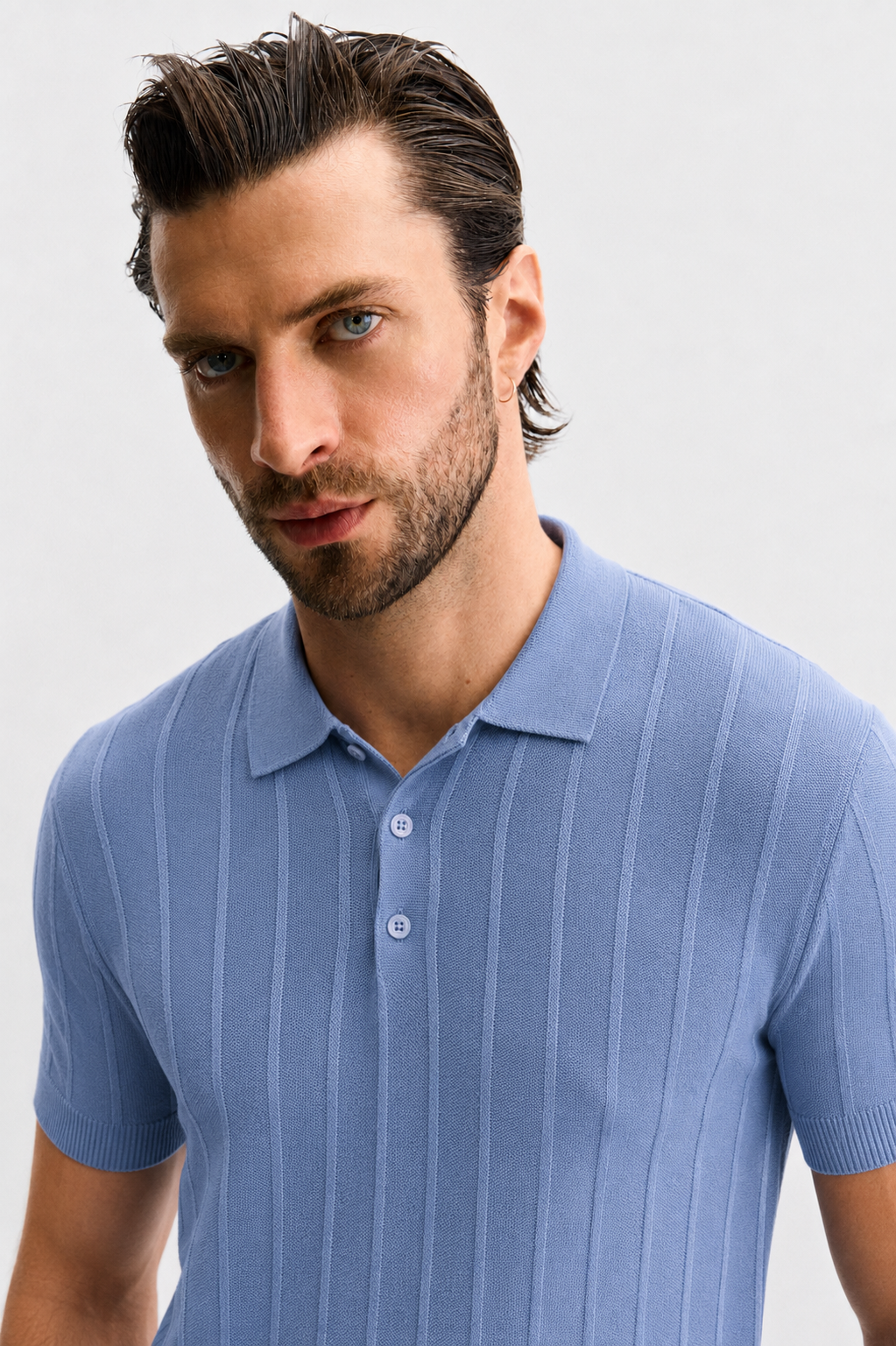 Powder Blue Polo Knit Shirt