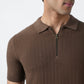 STONE BROWN KNIT POLO SHIRT