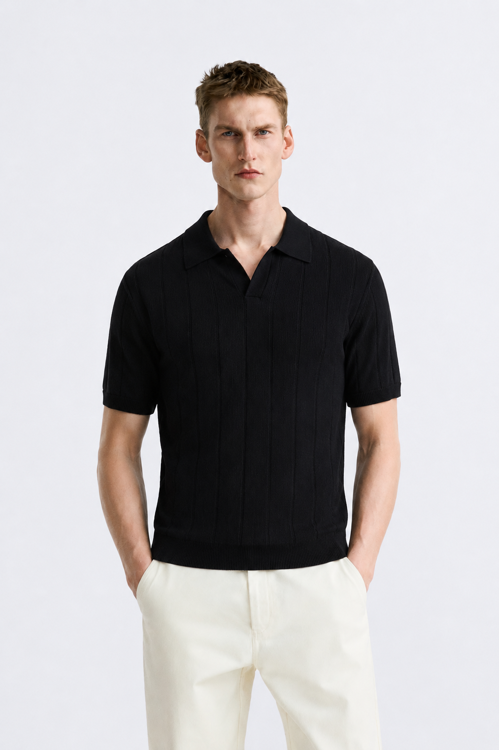 Black Polo Knit Shirt