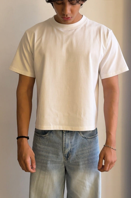 WHITE CROPPED T-SHIRT