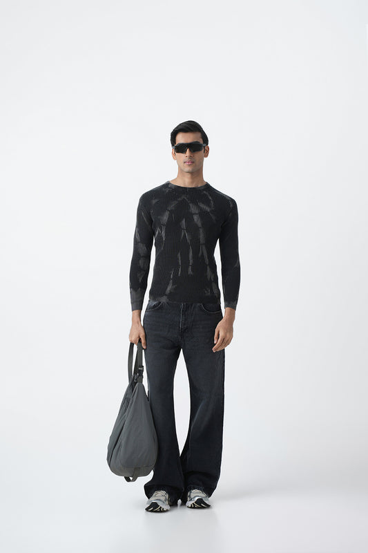 CRACKED RIBBED SWEATSHIRT