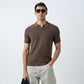 STONE BROWN KNIT POLO SHIRT