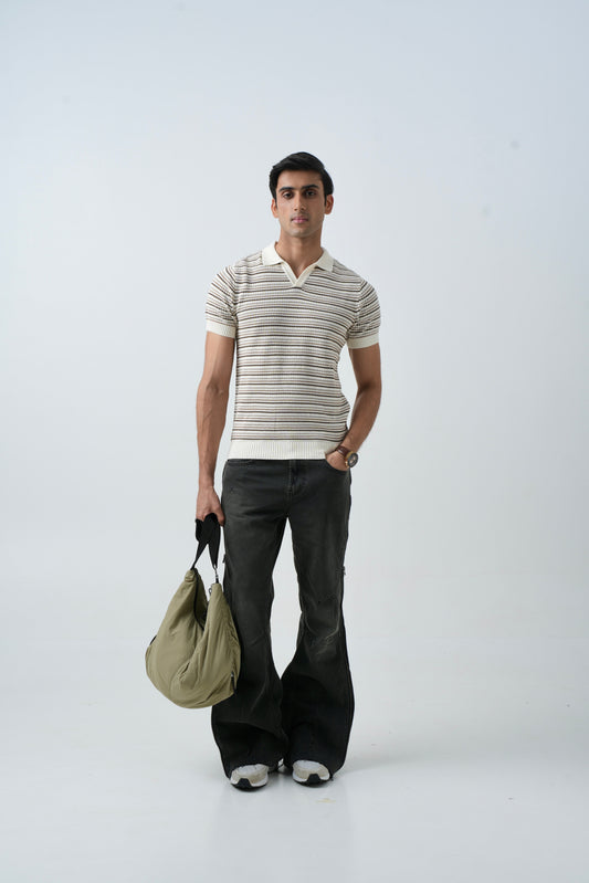 LIGHT STONE KNIT POLO SHIRT