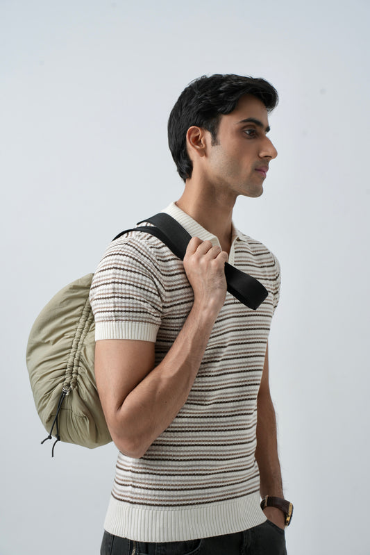 LIGHT STONE KNIT POLO SHIRT