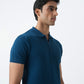 TEAL TEXTURED KNIT POLO SHIRT