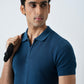 TEAL TEXTURED KNIT POLO SHIRT