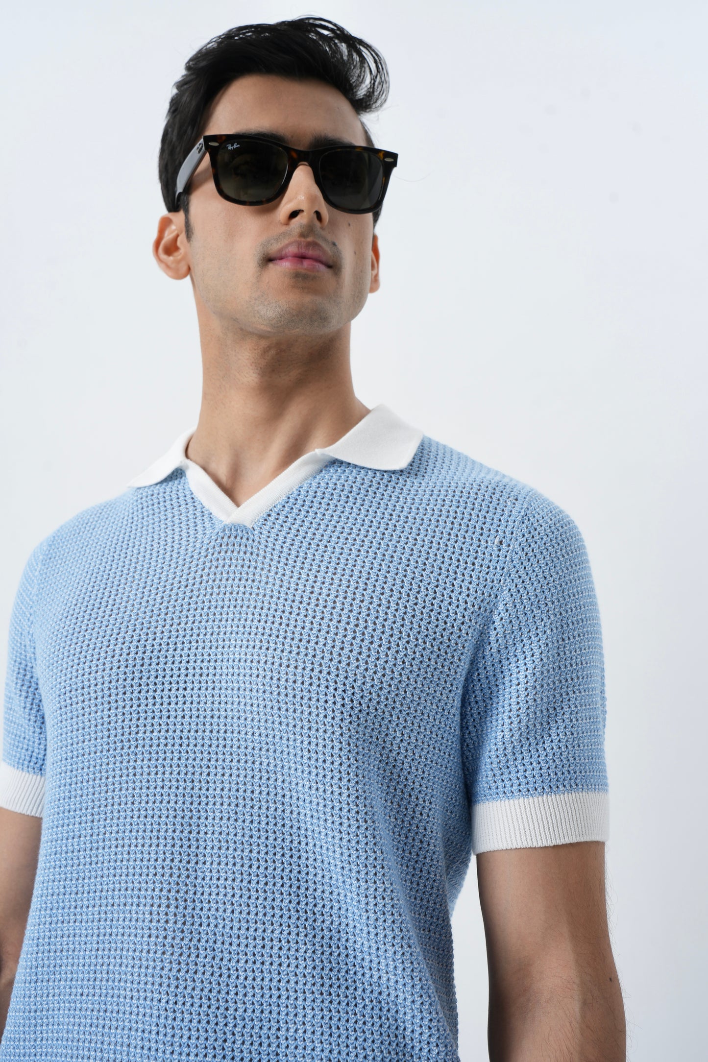 SEA BLUE POLO KNIT SHIRT