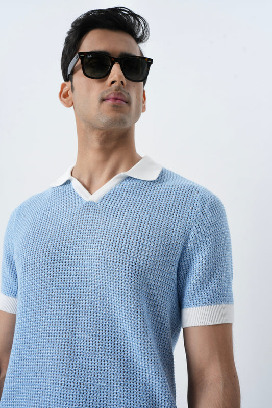 SEA BLUE POLO KNIT SHIRT