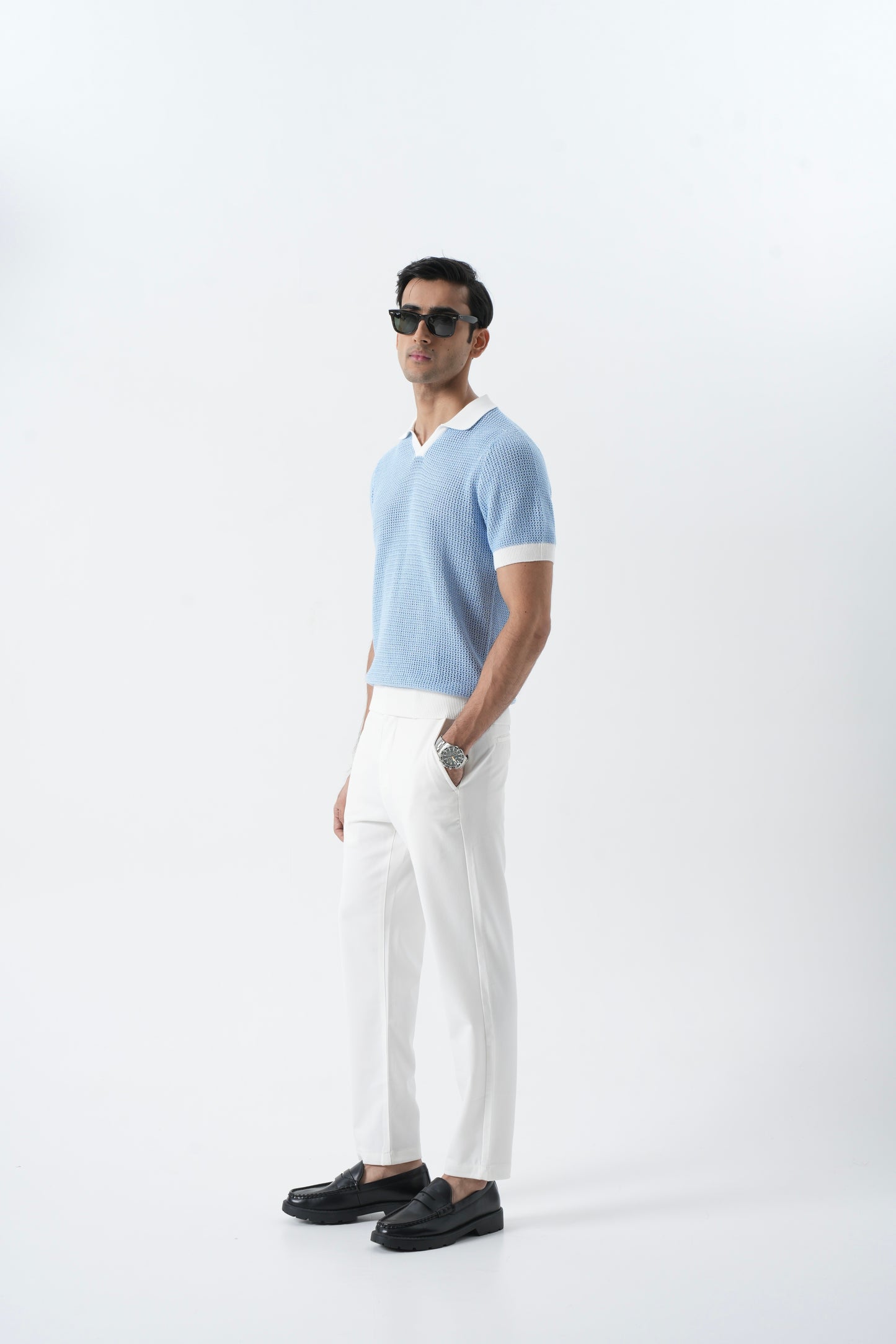 SEA BLUE POLO KNIT SHIRT