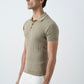 BEIGE KNIT POLO SHIRT