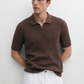 STONE BROWN KNIT POLO SHIRT