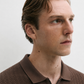 STONE BROWN KNIT POLO SHIRT