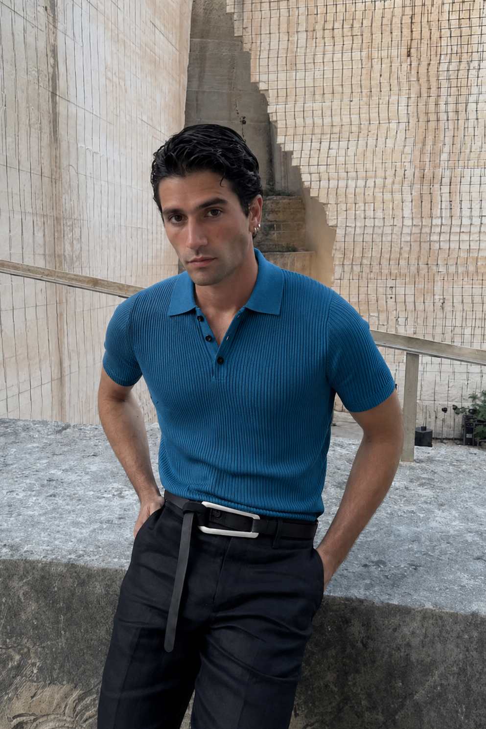 SUMMER TEAL KNIT POLO SHIRT