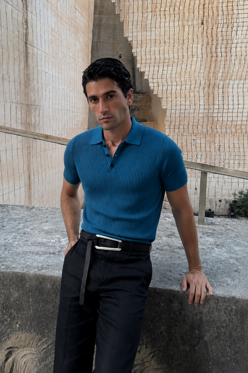 SUMMER TEAL KNIT POLO SHIRT