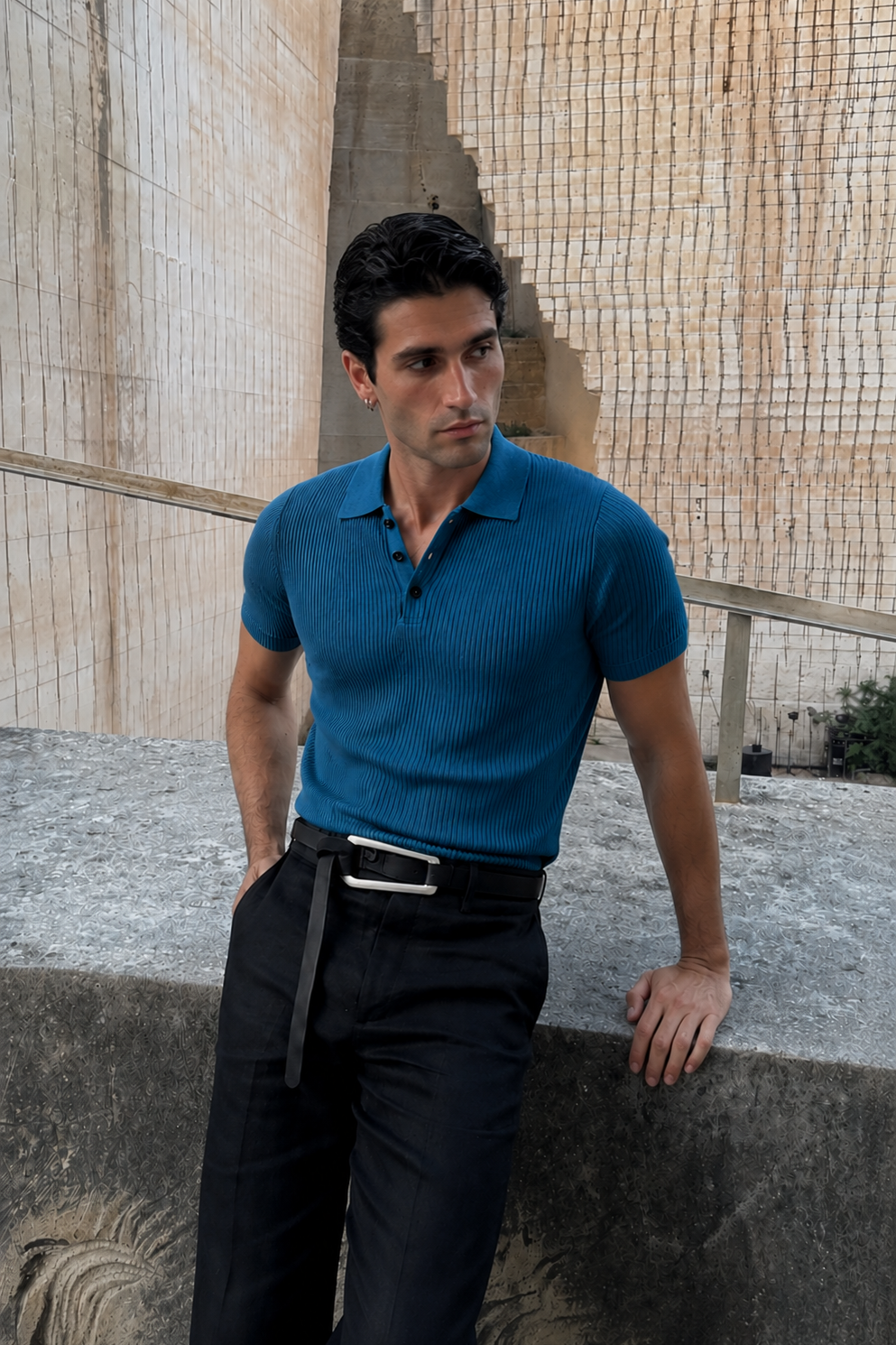 SUMMER TEAL KNIT POLO SHIRT