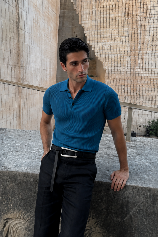 SUMMER TEAL KNIT POLO SHIRT